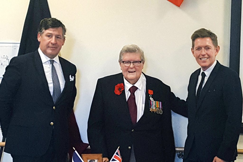 Norman Walker receives his Legion of Honour medal. In WA, the organisation cares for more than 300 people across six residential aged care homes, with an additional 78 retirement living units. Photo: Supplied.