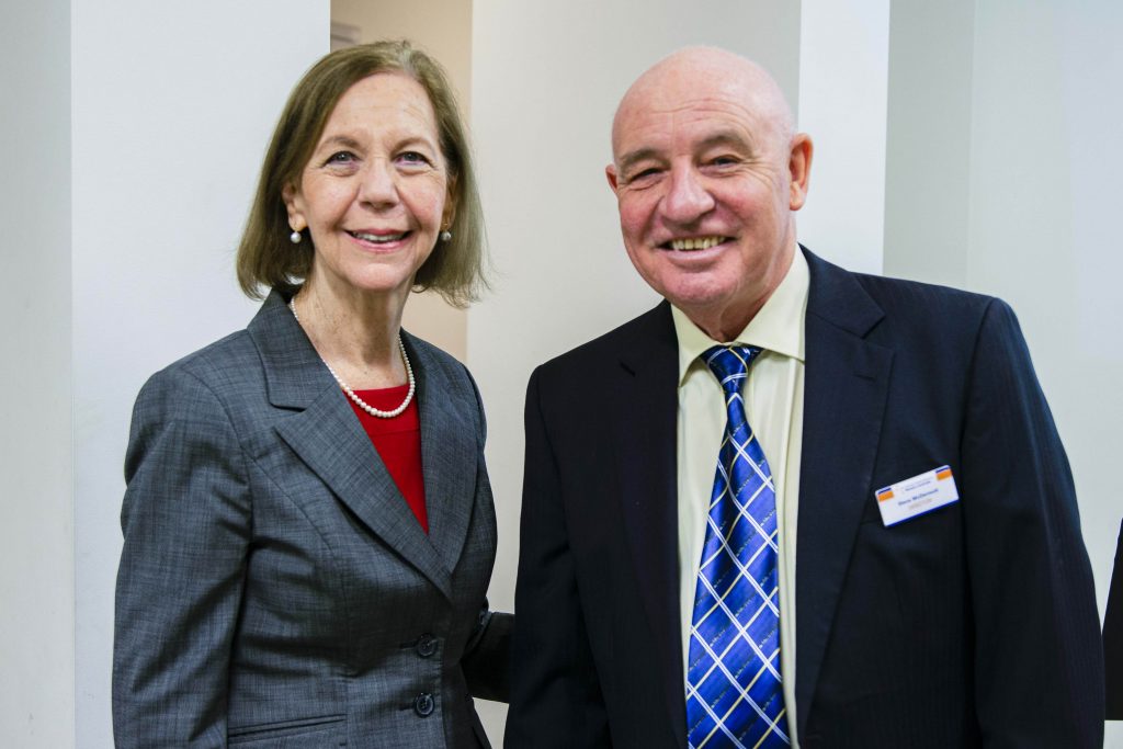Manager Corporate Services Julie Fuge with Director of WA Catholic Social Services Steve McDermott at the launch of the Poverty Homelessness and Migrants in Western Australia Report. Photo: Eric Martin.