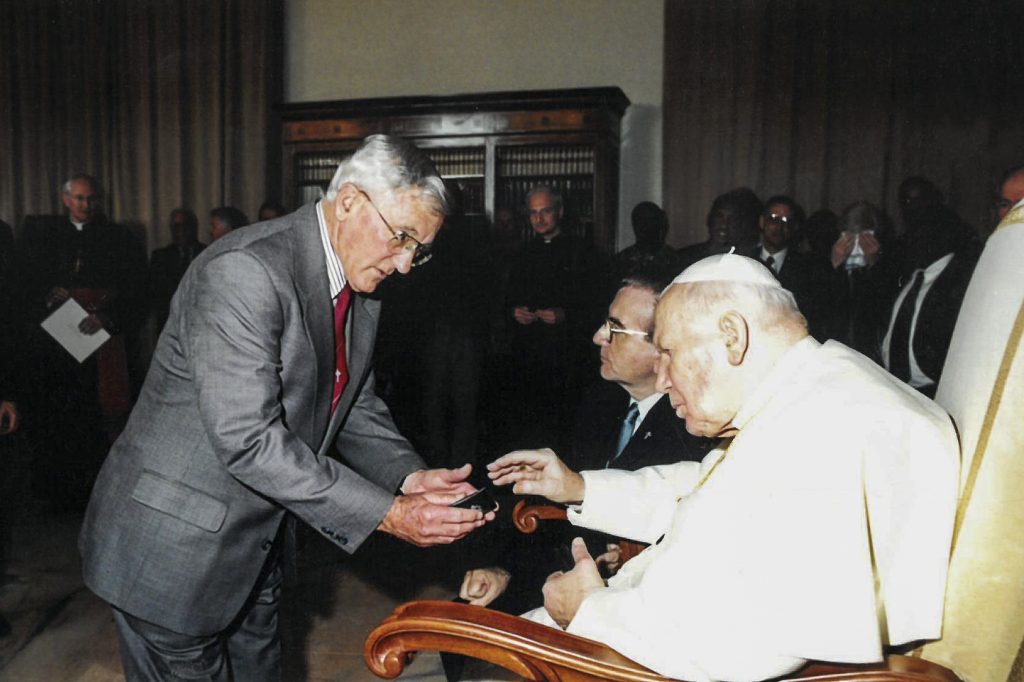 Br Gerry at an audience with the Pope John Paul II, in Rome. Photo: Supplied.