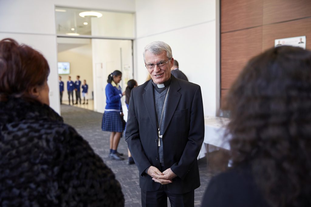 Archbishop Costelloe meeting with guests at his 2019 LifeLink Day for Primary Schools Official Launch. Photo: Ron Tan.