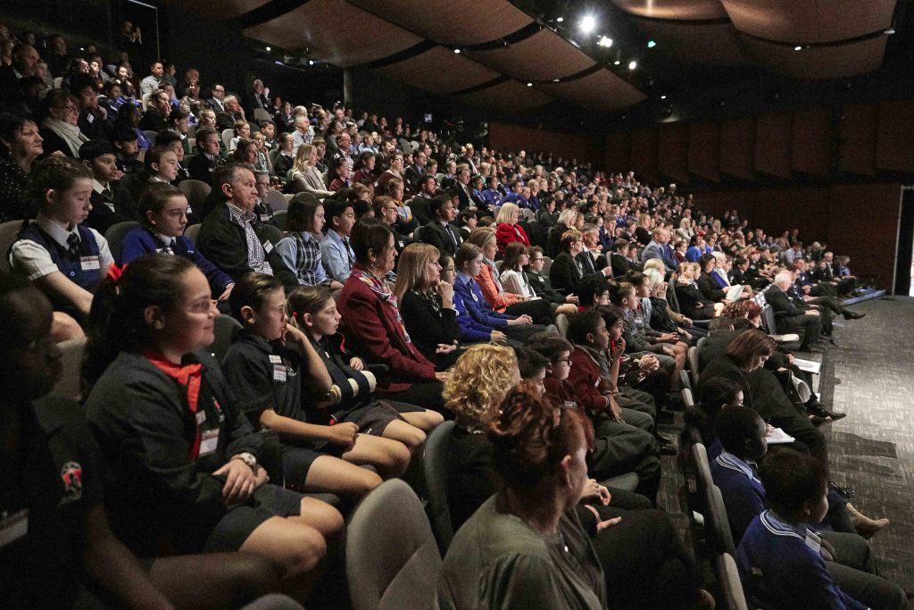A full auditorium of students, teachers, and guests witnessed the official launch. Photo: Ron Tan.