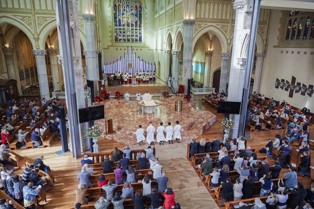 Around 300 Catholics gathered at St Marys Cathedral on 16 June to celebrate the annual Trinity Sunday Mass, a week after Pentecost Sunday. Photo: Ron Tan.