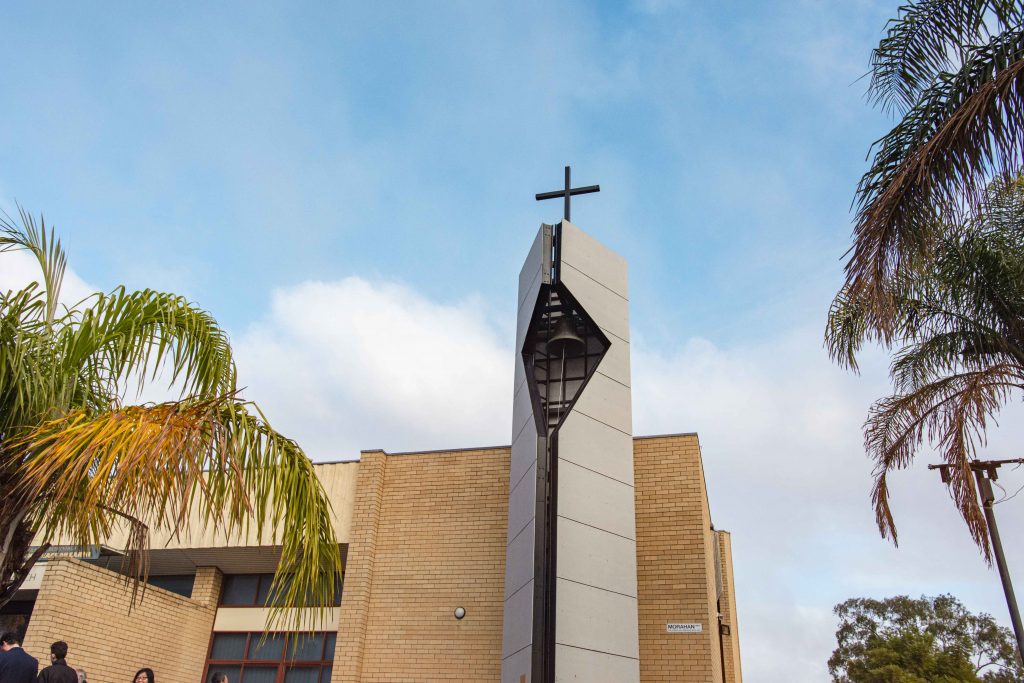 The bell and new bell tower at St Joseph’s Church, Bassendean. Photo: Eric Martin.