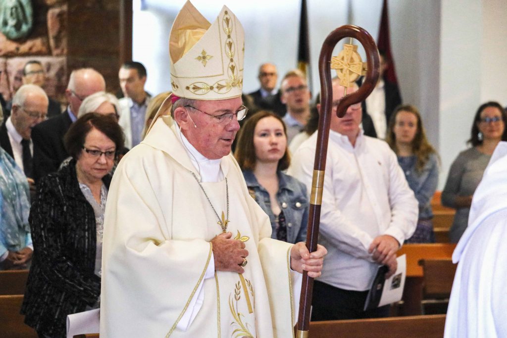 Geraldton Bishop Michael Morrissey celebrated the Mass and blessing on Sunday 12 May alongside fellow Aquinas alumni Fr Greg Donovan. Photo: Supplied.