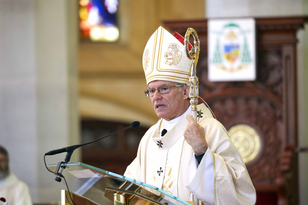 Archbishop Timothy Costelloe SDB, president of the Plenary Council, speaks during the Perth launch of the second phase at St Mary’s Cathedral on 2 June. Photo: Ron Tan.