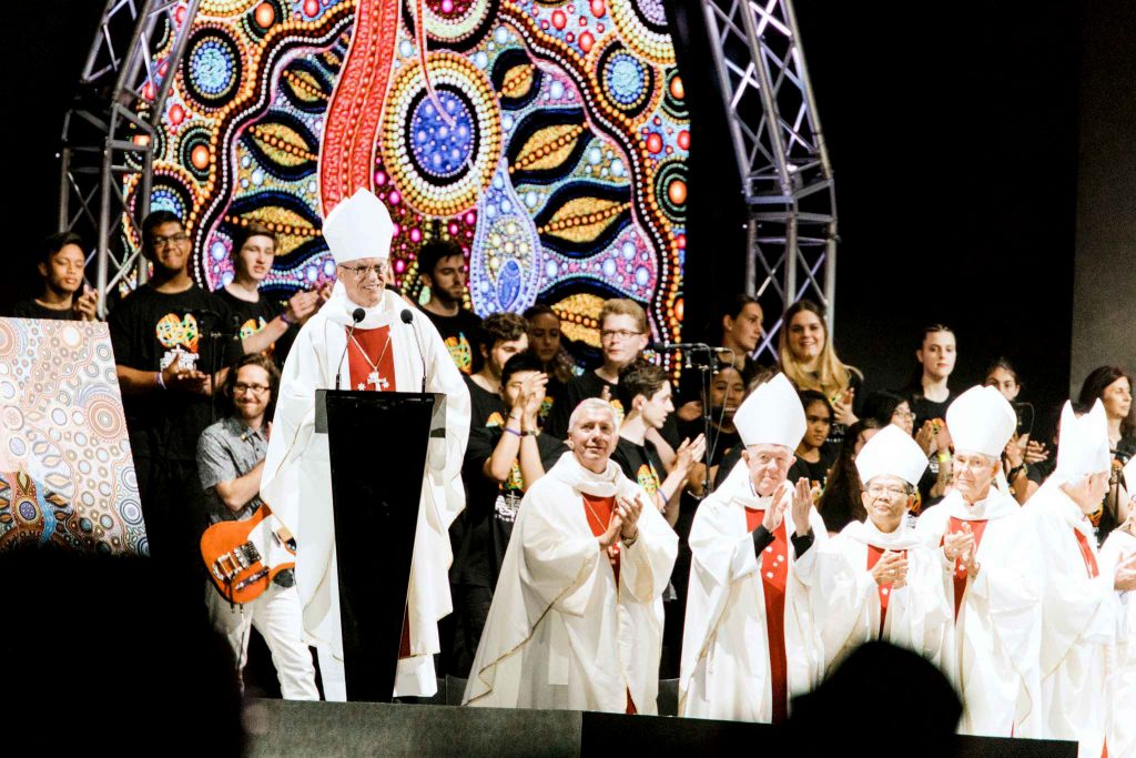 Archbishop Timothy Costelloe invites youth to attend the 2019 ACYF during the final Mass of ACYF 2017. The countdown is on with less than 150 days until doors open on the fourth Australian Catholic Youth Festival 2019 (ACYF19) to be held in Perth, 8 to 10 December. Photo: Cyron Sobrevinas.