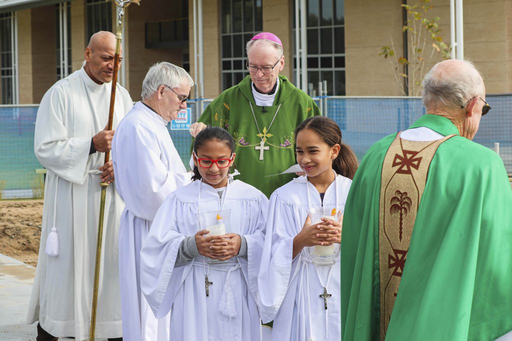 Auxiliary Bishop Donald Sproxton celebrated Mass and blessed the foundation stone of the Baldivis Parish’s Mother Theresa Catholic Church on 7 July. Photo: Supplied.