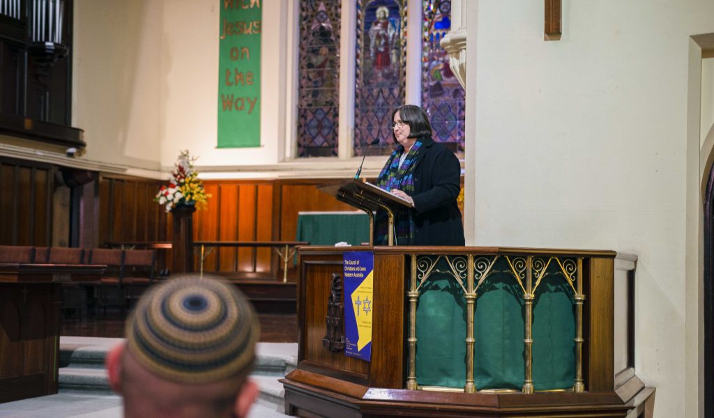 Anette Adelmann, General Secretary of the International Council of Christians and Jews, delivers her seminar “Antisemitism: What can we do?” to the CCJWA on Monday 12 August. Photo: Eric Martin.