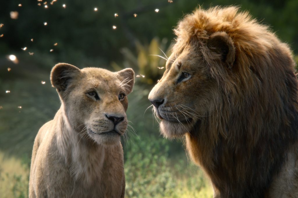 The characters Nala (voiced by Beyonce Knowles-Carter) and Simba (voiced by Donald Glover) appear in the movie “The Lion King”. Photo: Disney/CNS.