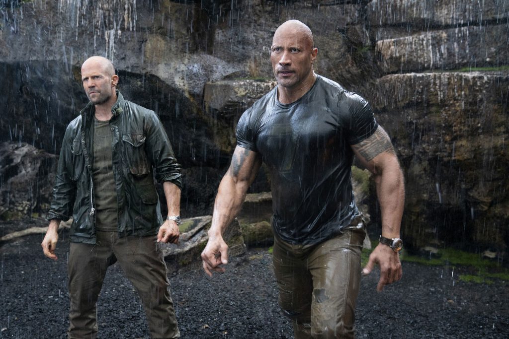 Jason Statham and Dwayne Johnson star in a scene from the movie "Fast & Furious Presents: Hobbs & Shaw". Photo: Universal/CNS.