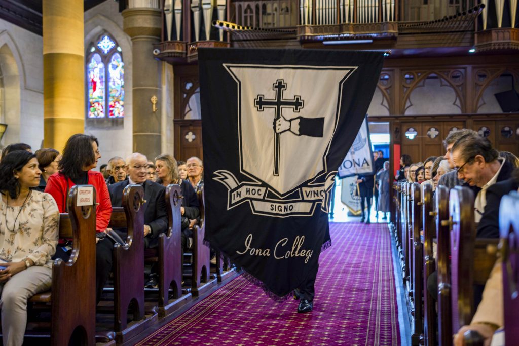 The Oblates were led into St Patrick’s Basilica by a procession of school flags and agency banners, all of whom have a long history of association with the Oblates. Photo: Eric Martin.