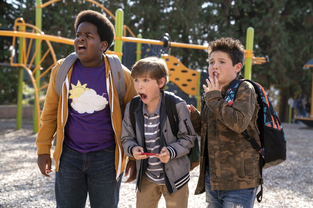 Keith L Williams, Jacob Tremblay, and Brady Noon star in a scene from the movie in "Good Boys". Photo: Universal/CNS.