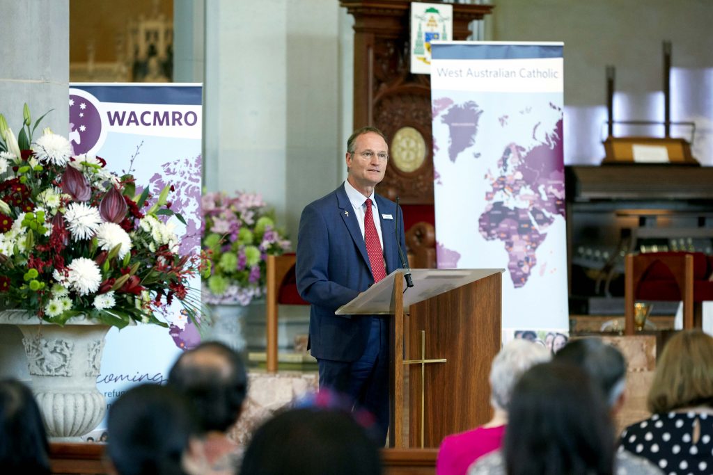 Deacon Greg Lowe, Director of WACMRO, addresses the congregation at last year’s Unity and Diversity Mass on 28 October. Photo: Ron Tan.