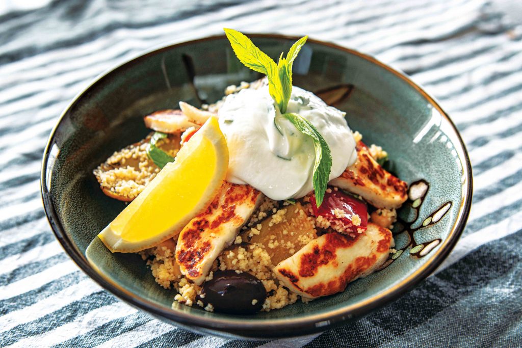 Greek-style halloumi couscous salad. Photo: Matthew Lau.