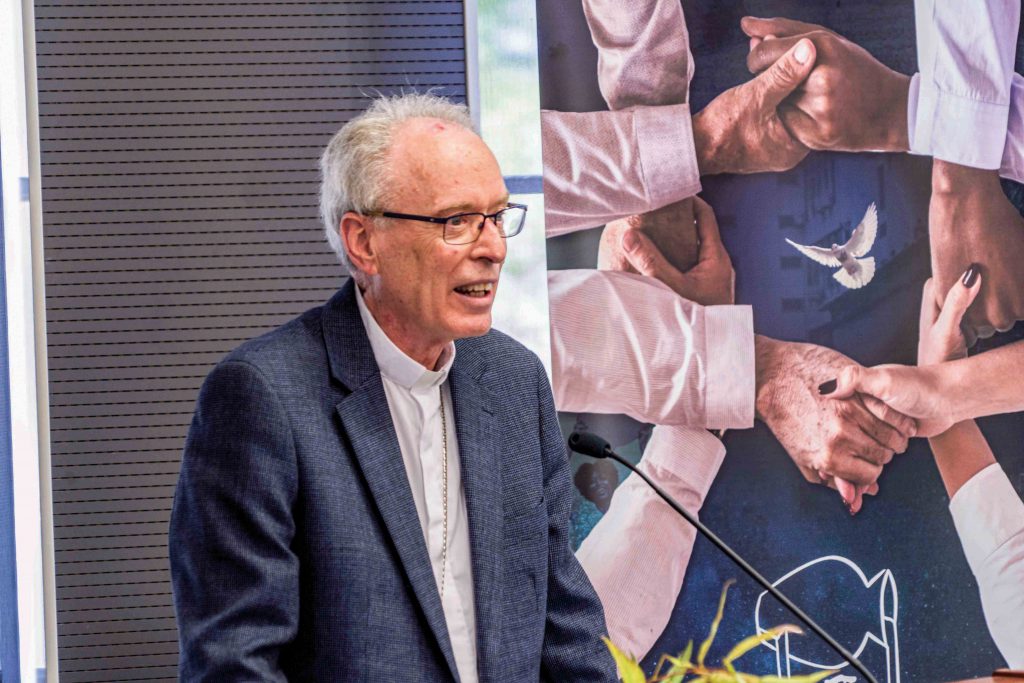 Perth Auxiliary Bishop Don Sproxton officiated the Perth launch of the 2019 Social Justice Statement held on 26 September at the Newman Siena Centre. Photo: Josh Low.