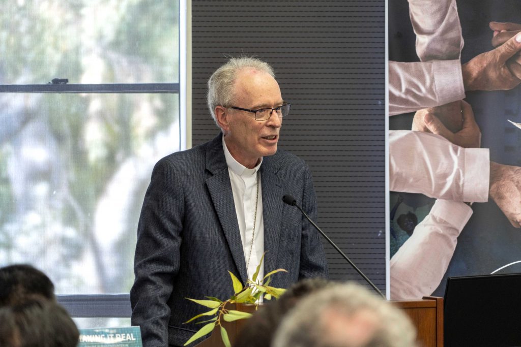 Perth Auxiliary Bishop Don Sproxton officiated the Perth launch of the 2019 Social Justice Statement held on 26 September at the Newman Siena Centre. Photo: Josh Low.