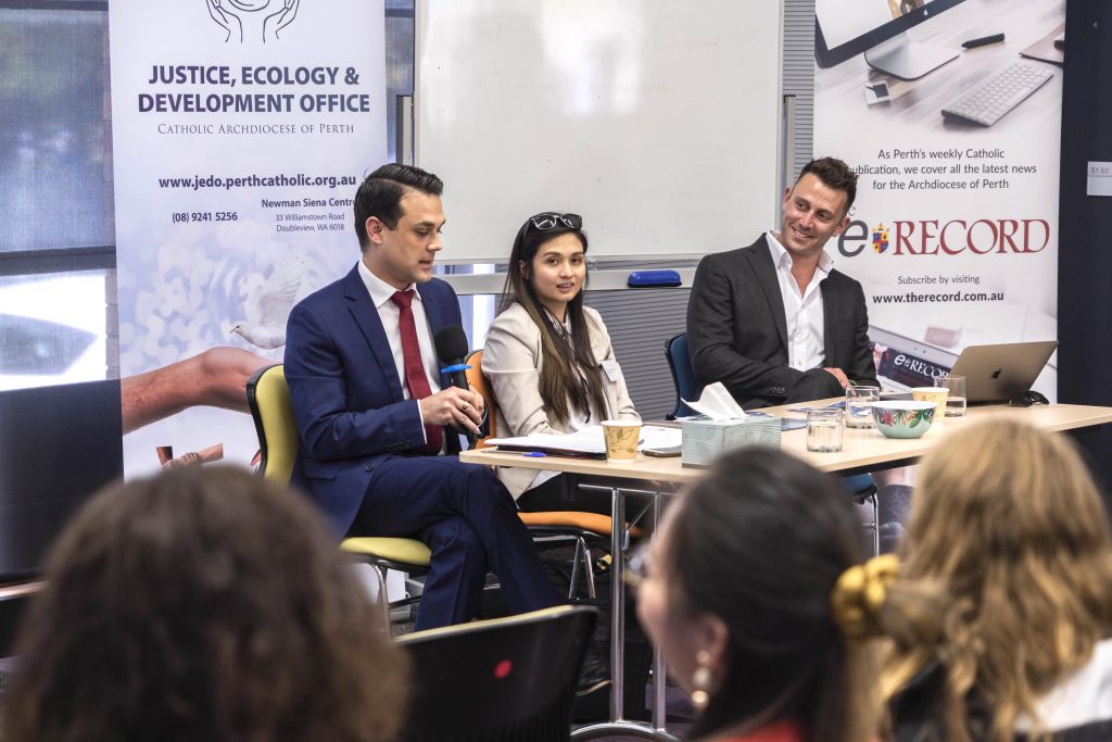 The event held at the Newman Siena Centre, hosted by the Justice, Ecology and Development Office (JEDO) saw the attendance of religious clergy, agency workers and student representatives. Photo: Josh Low.