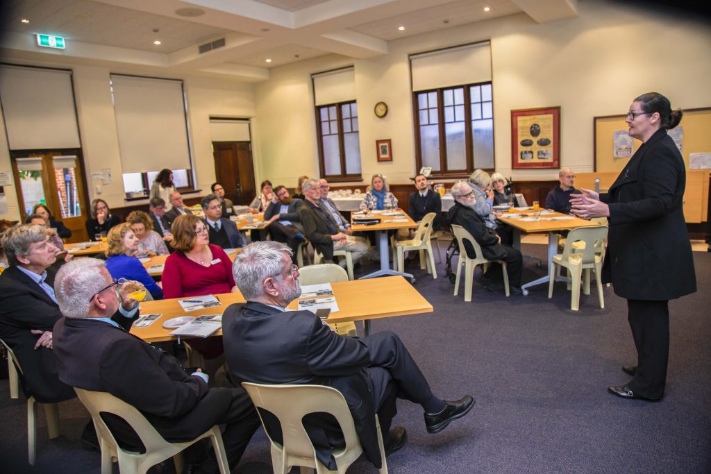 Plenary Coucil 2020 Facilitator Lana Turvey-Collins speaks to agency directors in Perth. Photo: Jamie O’Brien.