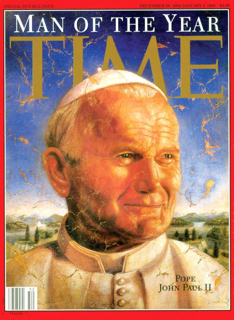 Saint John Paul II was Time Magazines Man of the year in 1994, the year he wrote Gratissimam Sane. Photo: Supplied.